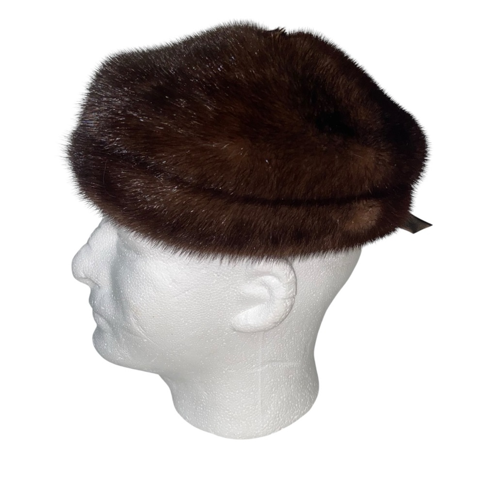 Rare Vintage Mink Fur Hat Womens Small Ambrose New York 1950-60s Pillbox Retro